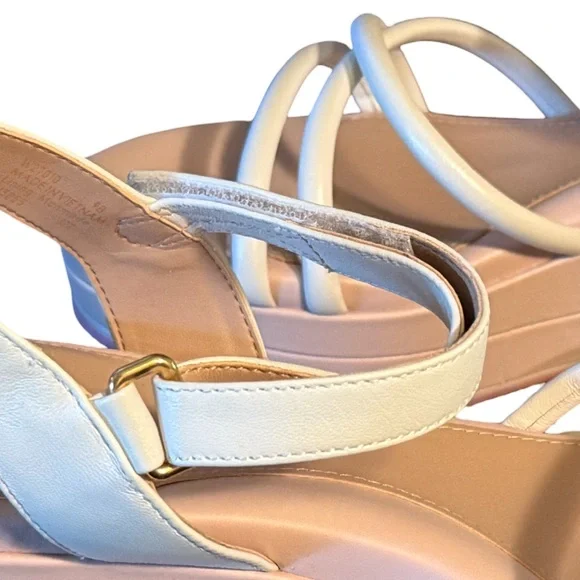 Cole Haan NWT Sz 9 White & Pink Leather Platform Strappy Sandals (SH286)